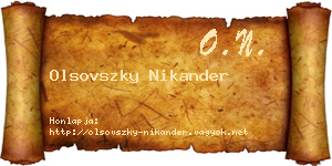 Olsovszky Nikander névjegykártya